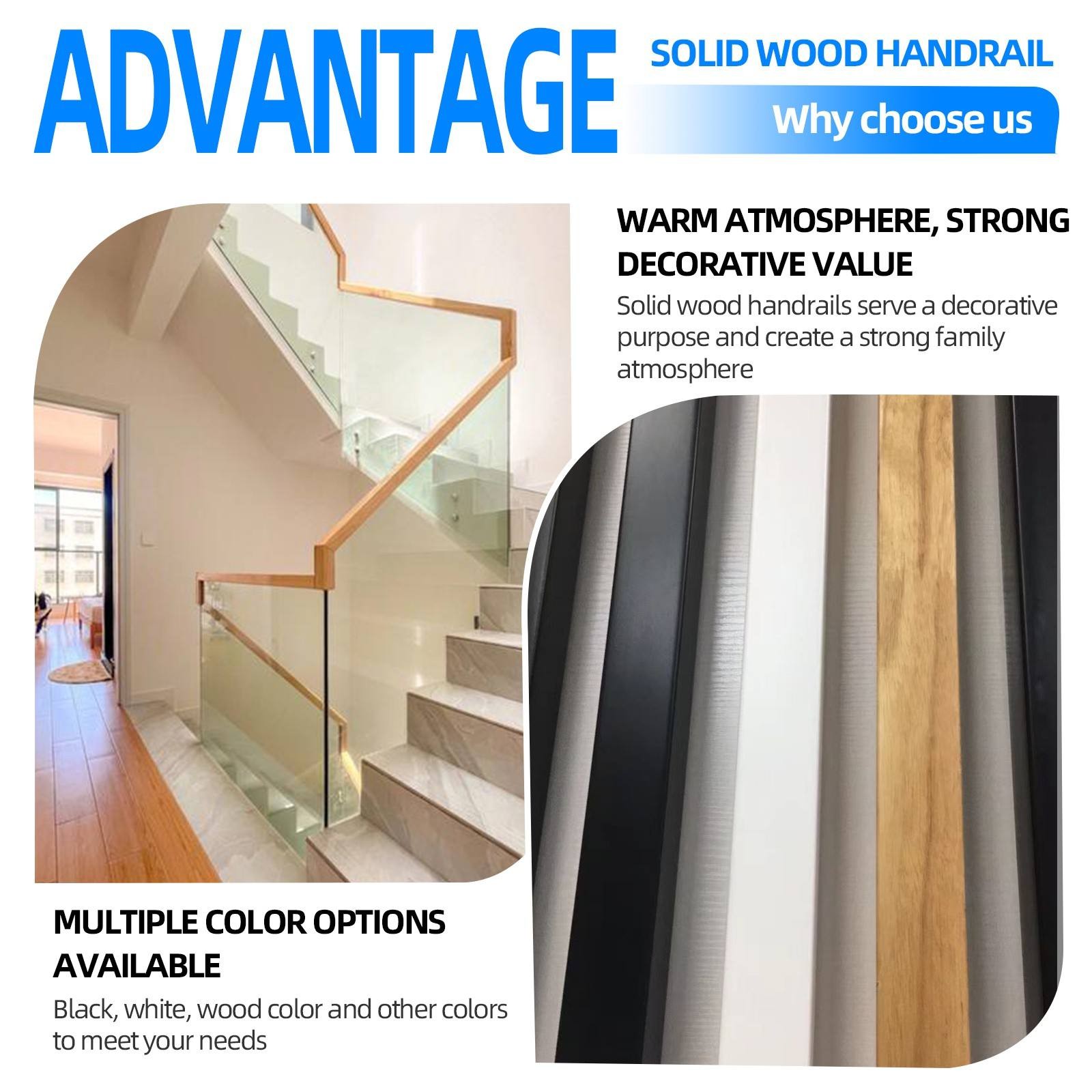 Glass Stair Railing Solid Wood Handrail Laminated Glass Handrails for Indoor White Simple Stair Handrail - 图片 7