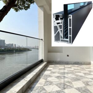 Outdoor Aluminum U Channel Frameless Glass Balcony Railing F108 Locking Balustrade System