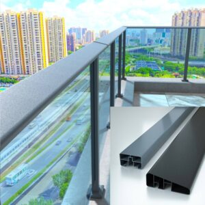 Square Viewing Armrest Modern Aluminum Alloy Balcony Stair Villa Hotel Apartment Handrail Glass Railing Water Resistant UV