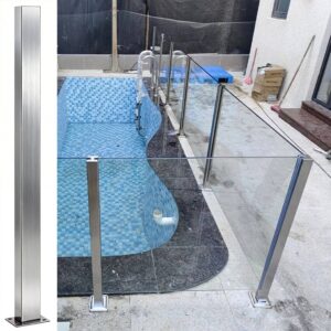 Durable Stainless Steel Glass Railing Columns with Modern Design for Outdoor Balcony Staircase Deck Porch Use-Floor Mounted