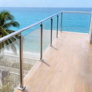 Contemporary 304 Stainless Steel Balustrades Columns for Balcony Stairs Outdoor Staircase Railings