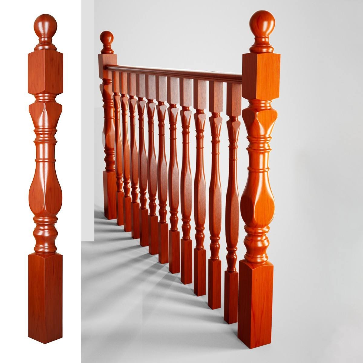 Courtyard Wooden Post Premium Stair Railing Solid Wood Stair Post Newel Post Elegent Stairs Post Indoor Staircase Railing