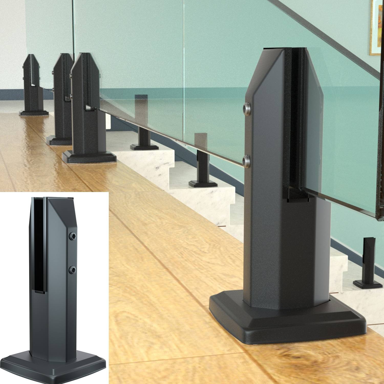 Stainless Steel Modern Design Floor Mounted Glass Pool Spigot Frameless Balustrade for Balcony Staircase Square Diamond Surface