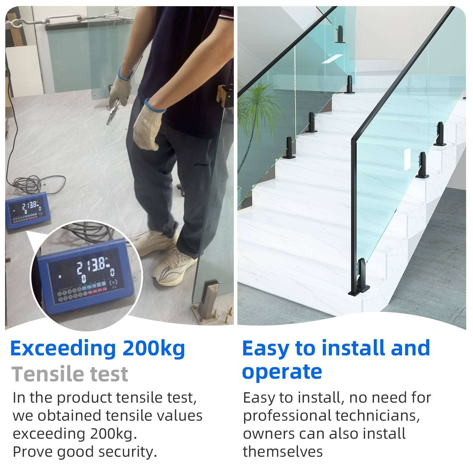 Stainless Steel Modern Design Floor Mounted Glass Pool Spigot Frameless Balustrade for Balcony Staircase Square Diamond Surface - 图片 3