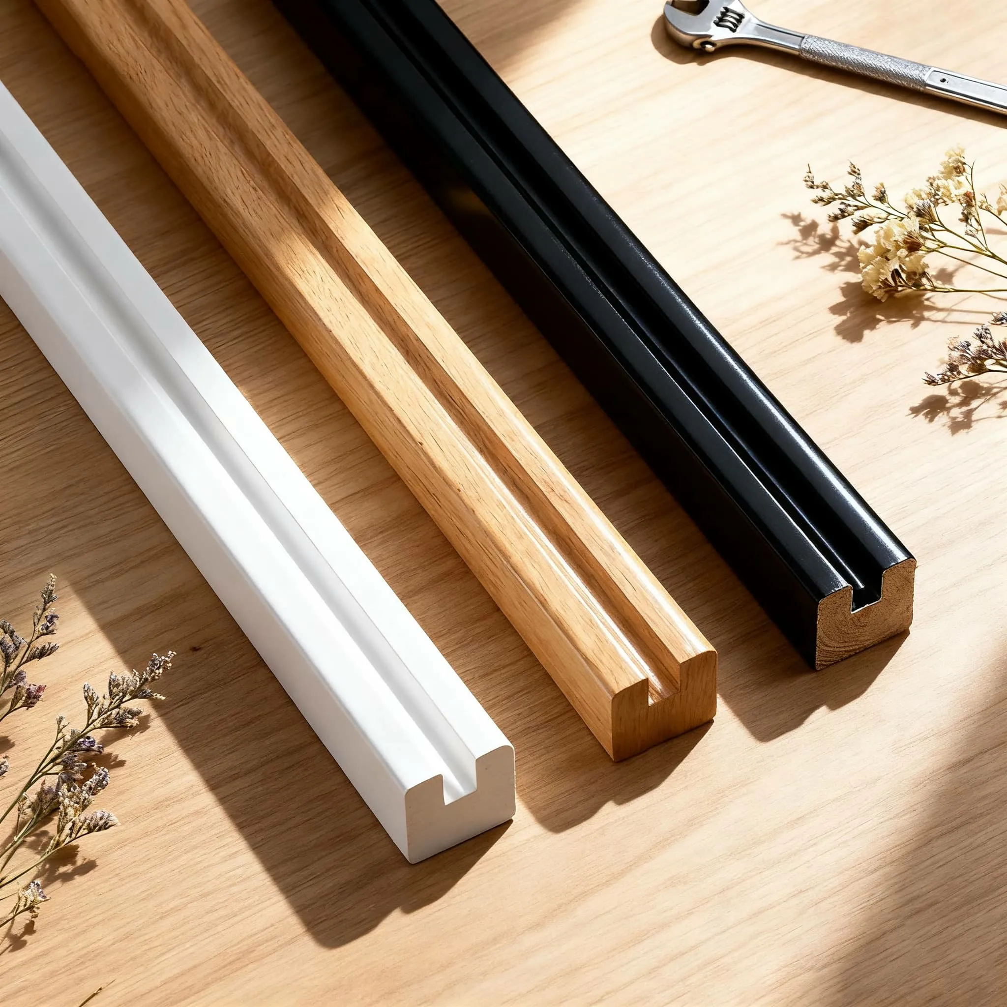 Glass Stair Railing Solid Wood Handrail Laminated Glass Handrails for Indoor White Simple Stair Handrail - 图片 2