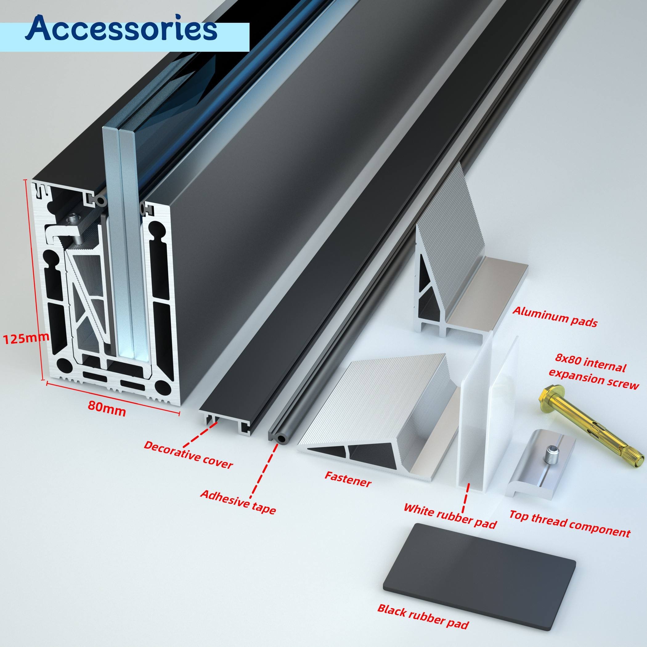 High Quality Indoor Outdoor Guardrail Manufacturers Adjustable Balcony Railings 125 Aluminum U Channels Frameless Balustrade - 图片 3