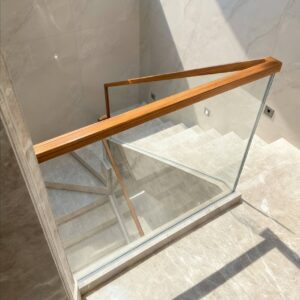 Solid Wood Popular Design Style Imported Timber No Drilling Required Modern Style Glass Staircase Handrails Easy to Install