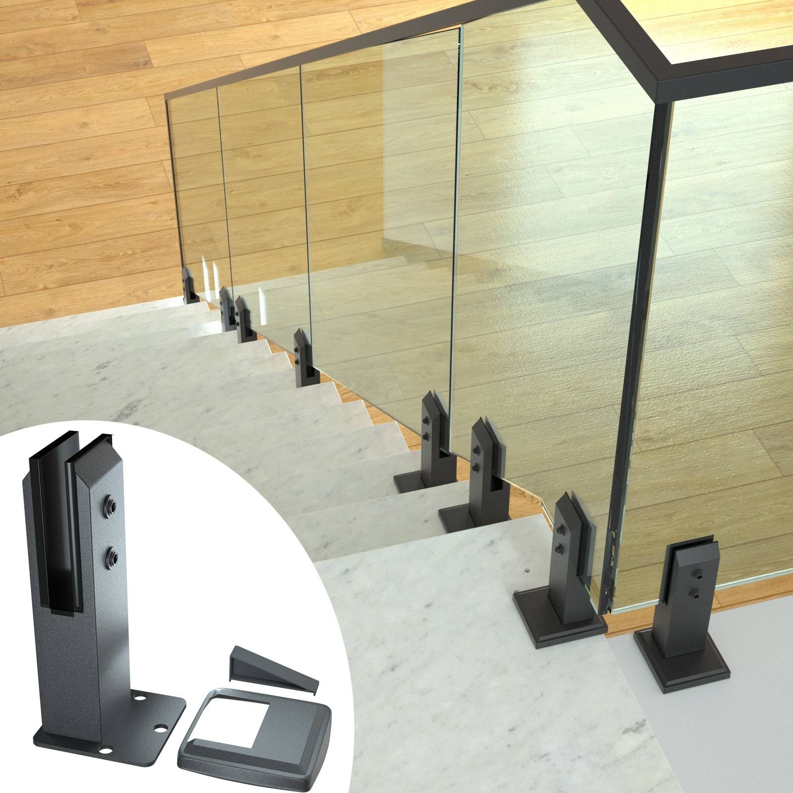 Space-saving Durable Stainless Steel Glass Clamp Modern Stair Railing Balcony Railing Long Service Life Spigot Residential