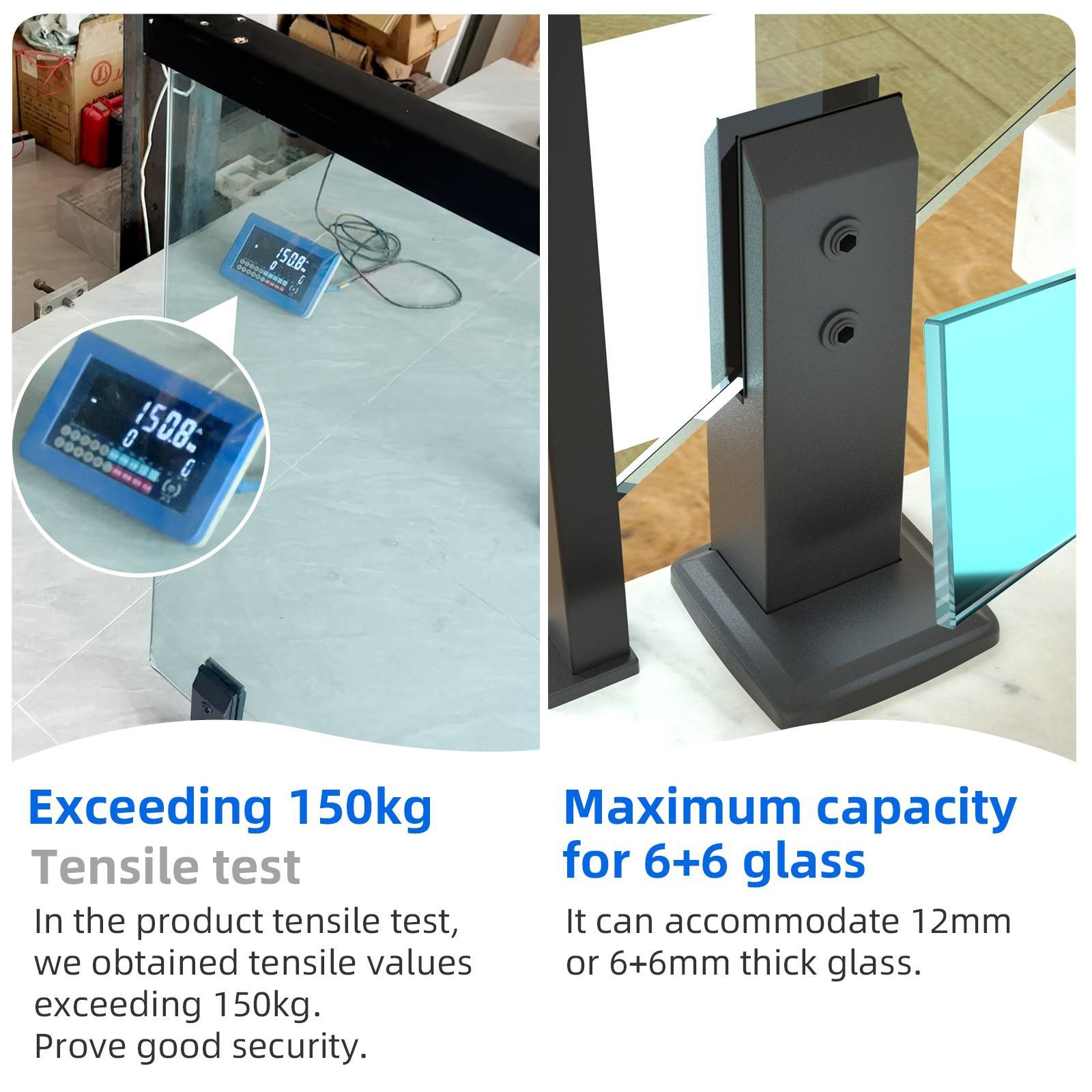 Space-saving Durable Stainless Steel Glass Clamp Modern Stair Railing Balcony Railing Long Service Life Spigot Residential - 图片 2
