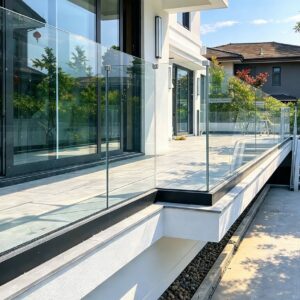 H125 6063 Aluminum U Channel Frameless Glass Railing Powder Coated Floor Mounted Scratch Resistant Balcony Guardrail