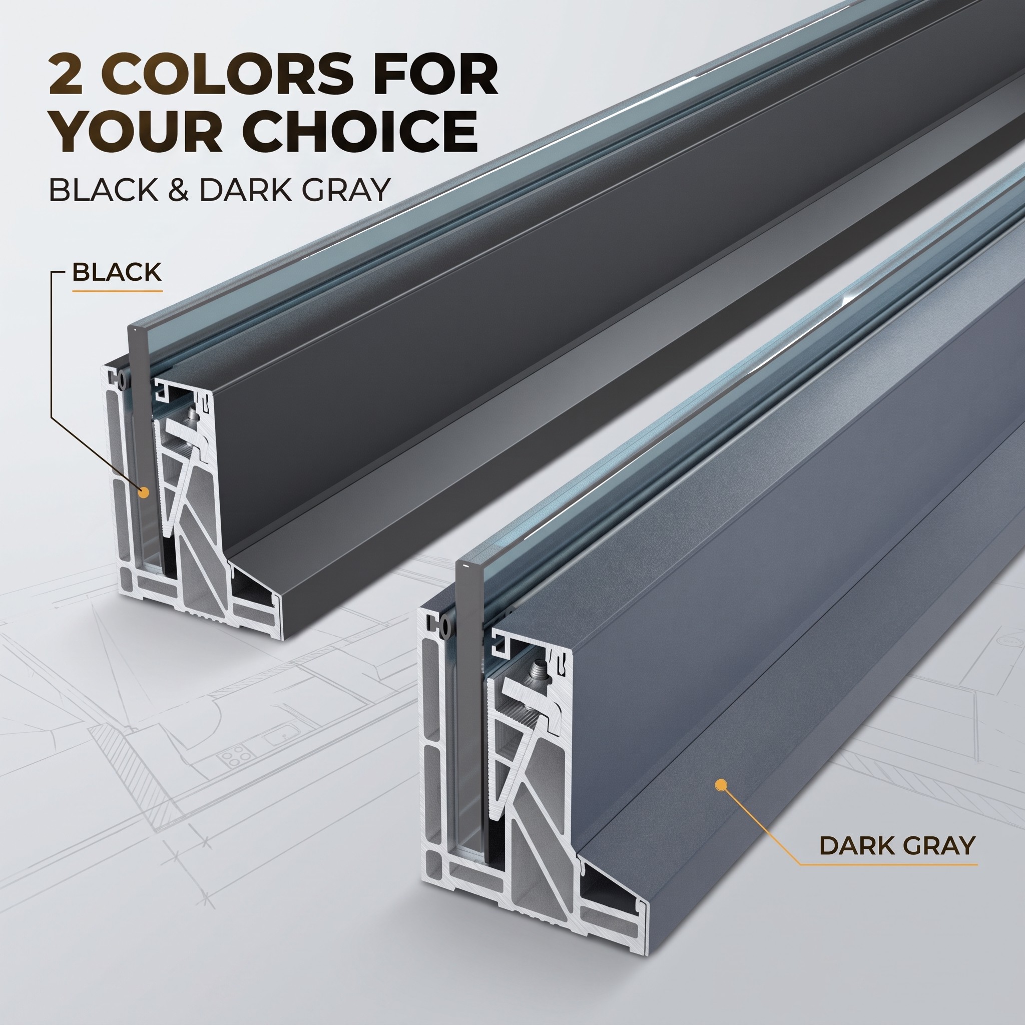 Glass Balustrade U Profile for Villa Aluminum Glass Channel Clamp Profile with Rubber Gasket Wedge Fixing for Frameless Railing - 图片 2